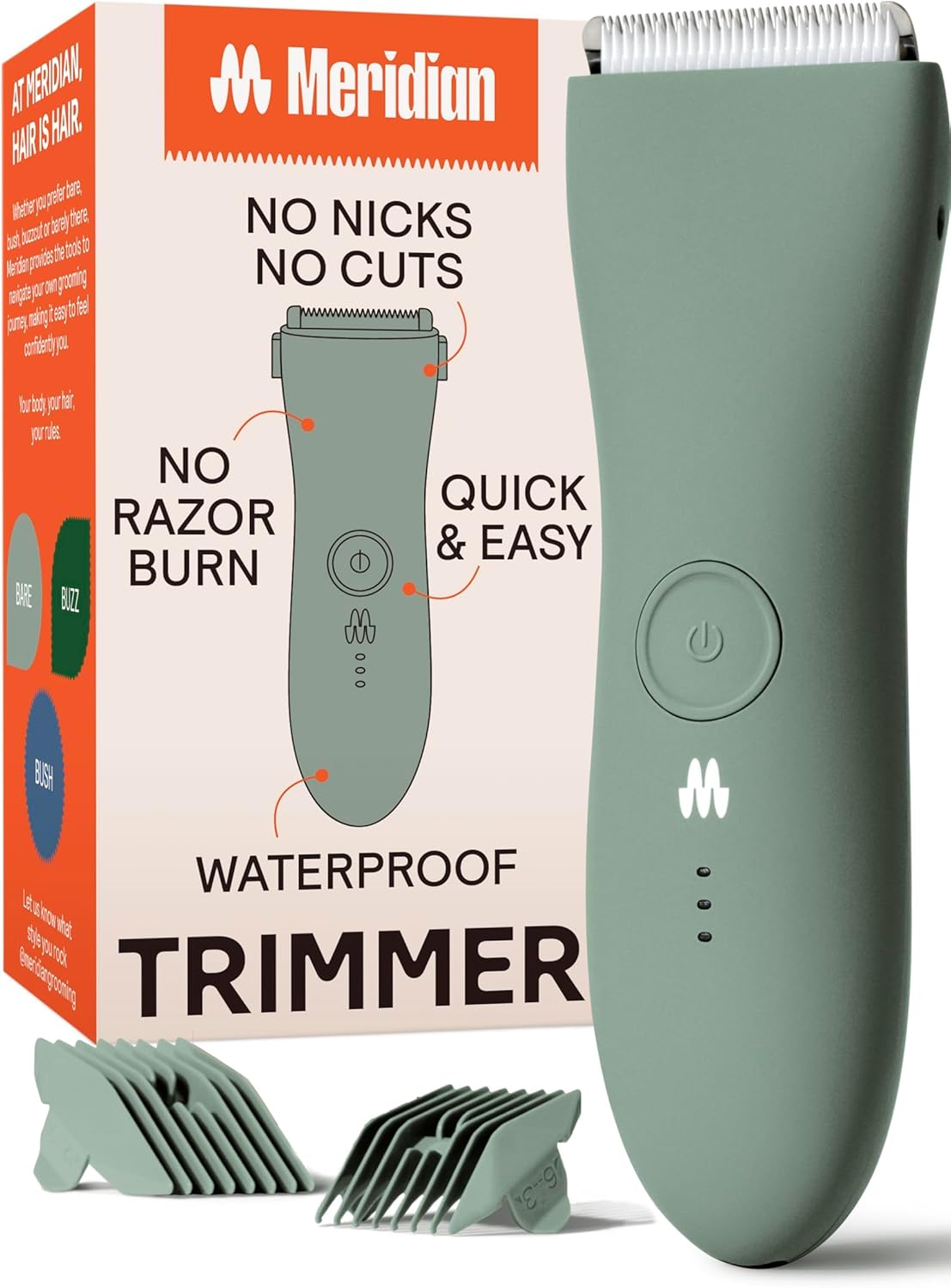 Meridian Waterproof Electric Below-the-belt Trimmer For Men (Sage)